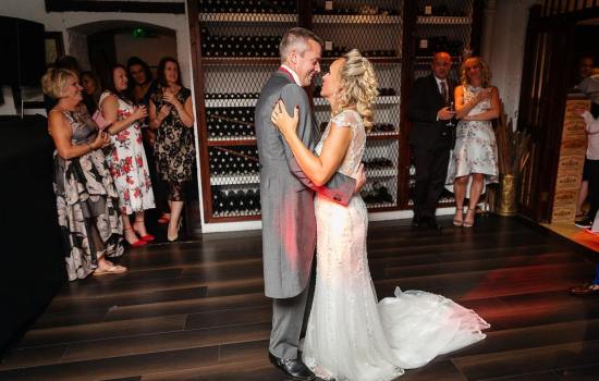 Bride-and-Groom-first-dance-in-cellar